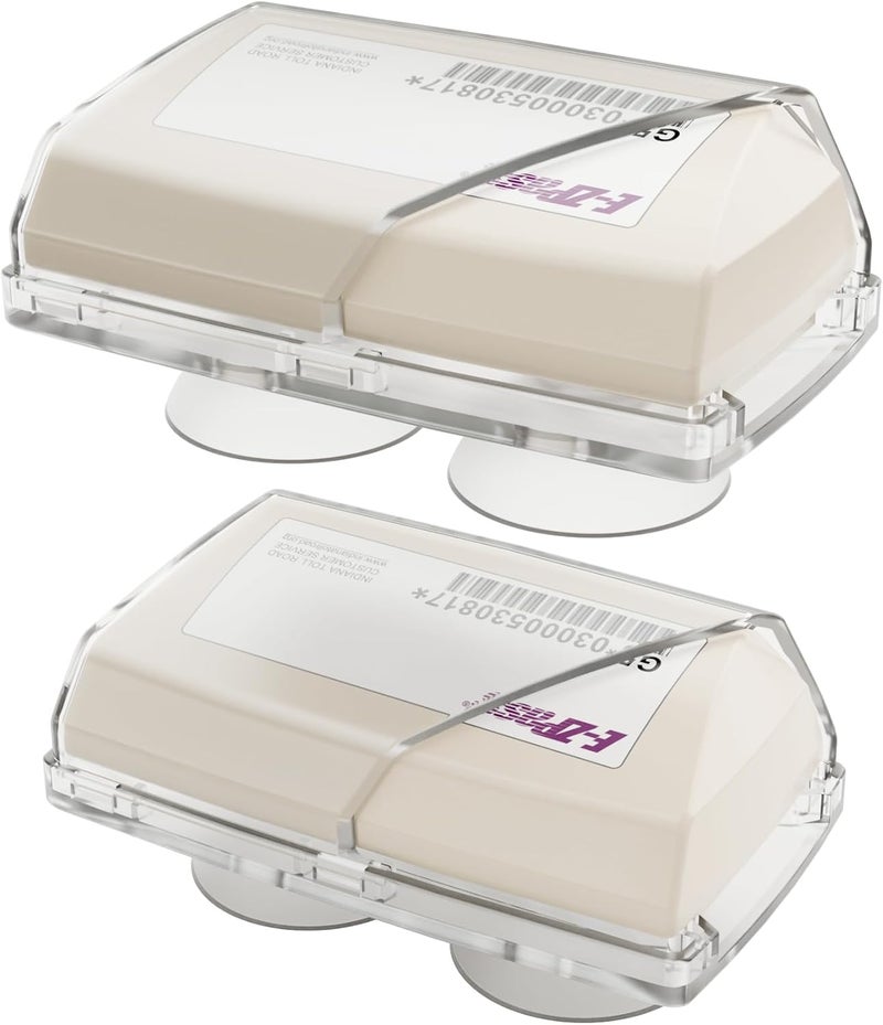 FLLIK EZ Pass Holder for Windshield. Ezpass with Strong Suction Cups. Toll Pass Transponder iPass Holder. (Clear, 2Pack) - Image 1